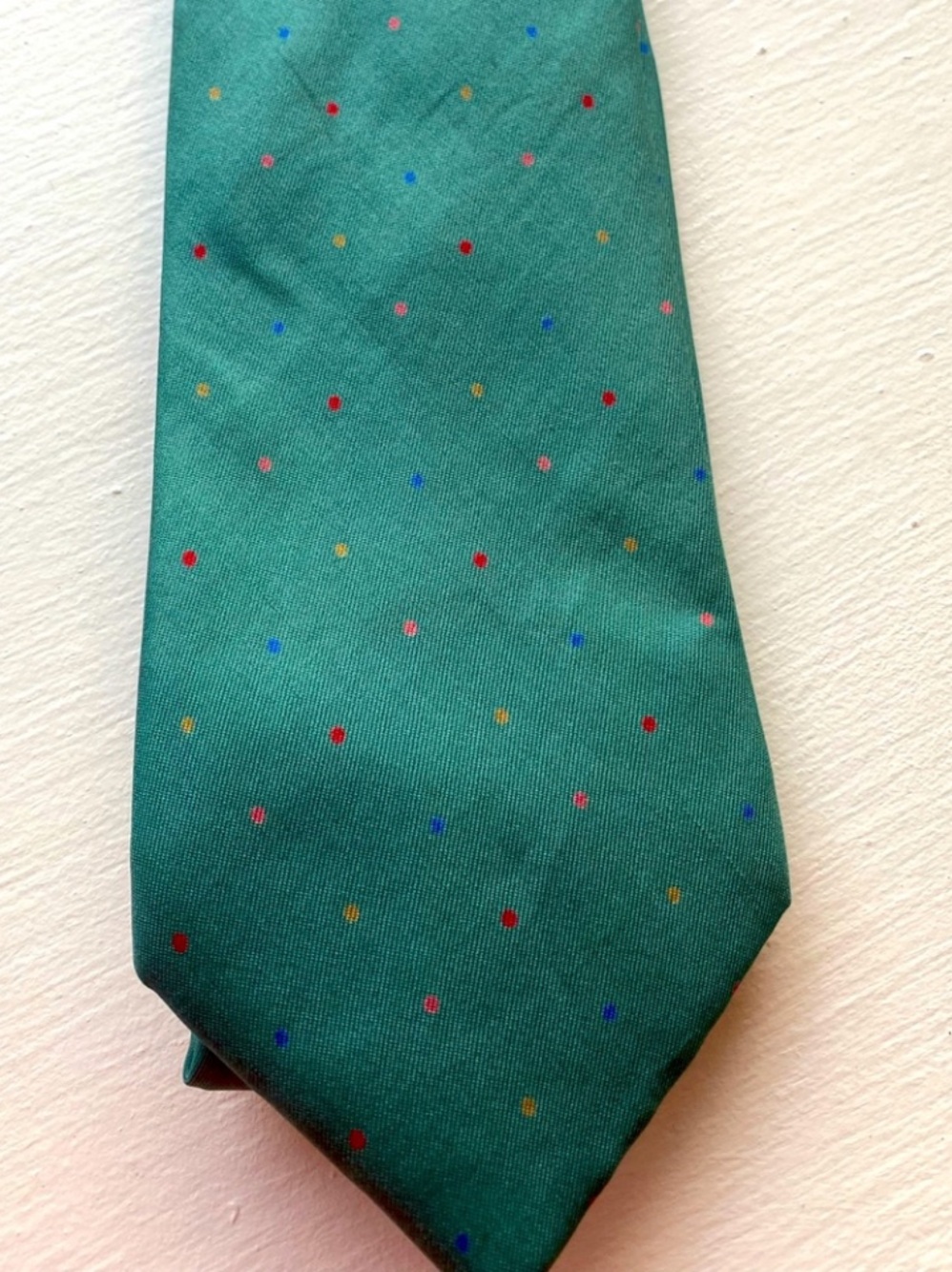 Vintage Alexander Julian green colorful small dots man’s silk tie